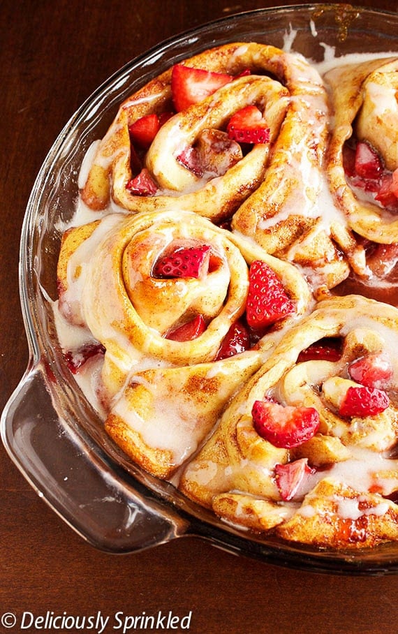 Strawberry Cinnamon Rolls Deliciously Sprinkled