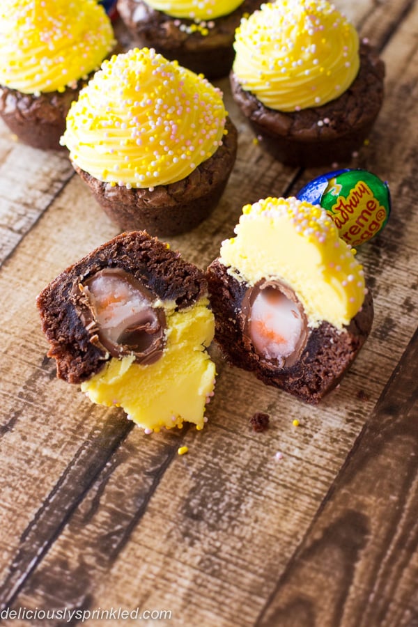 Cadbury Cream Egg Brownie Bites 