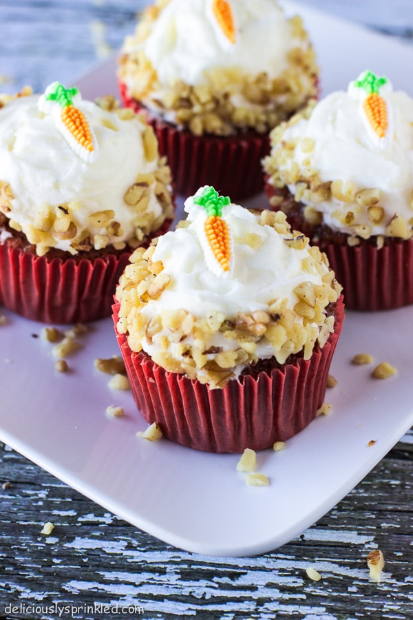 Carrot Cake Cupcakes | Deliciously Sprinkled