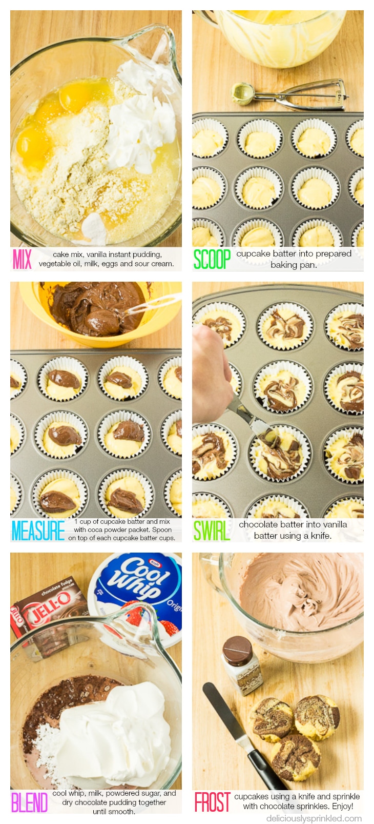 Easy Chocolate Marble Cupcake Recipe using a Cake Mix