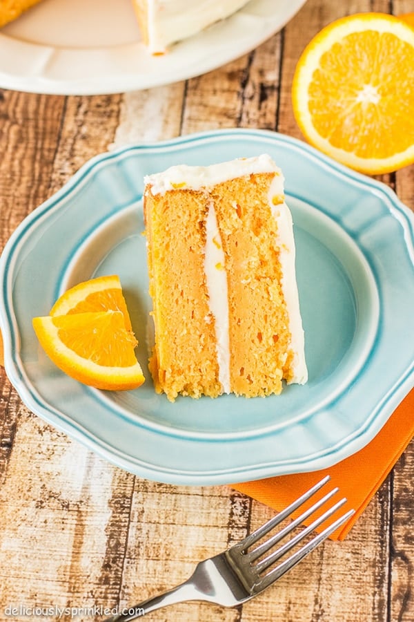 orange creamsicle cake on plate