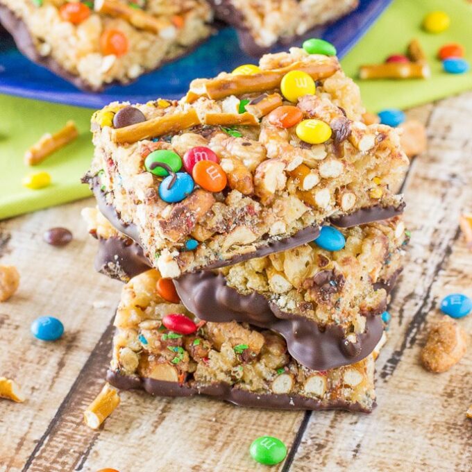 Trail Mix Peanut Butter Bars – Deliciously Sprinkled