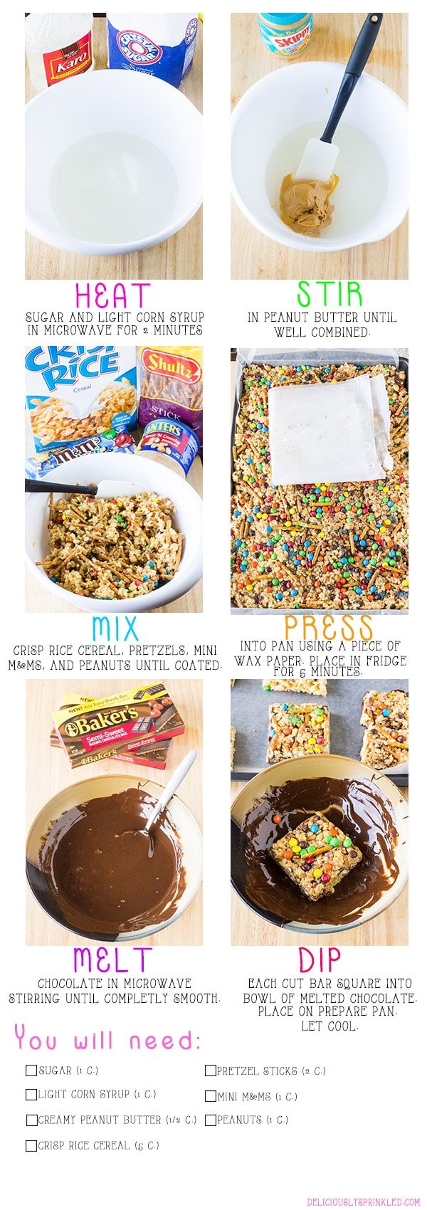 trail mix peanut butter bars visual recipe guide and shopping list