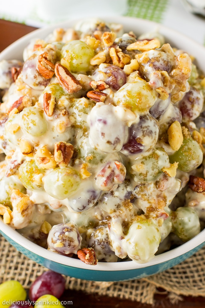 Pecan Crunch Grape Salad-easy side dish recipe