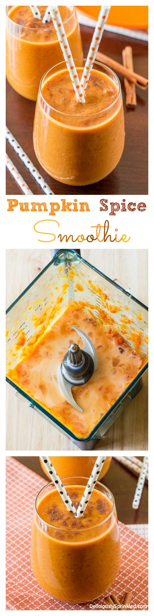 A delicious Pumpkin Spice Smoothie. Recipe by deliciouslysprinkled.com