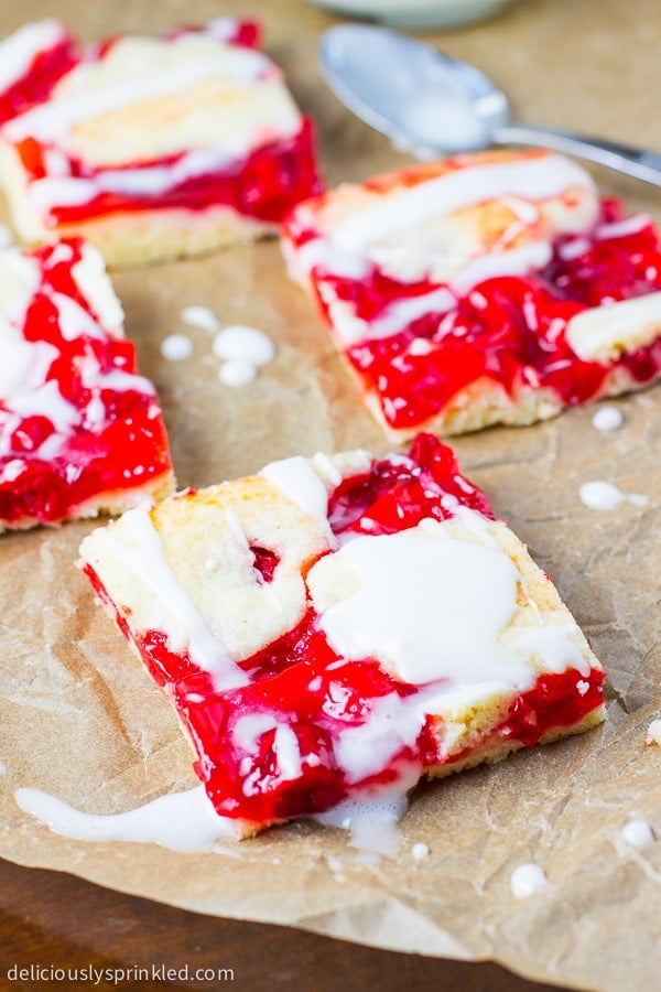 Cherry Bars with Vanilla Glaze