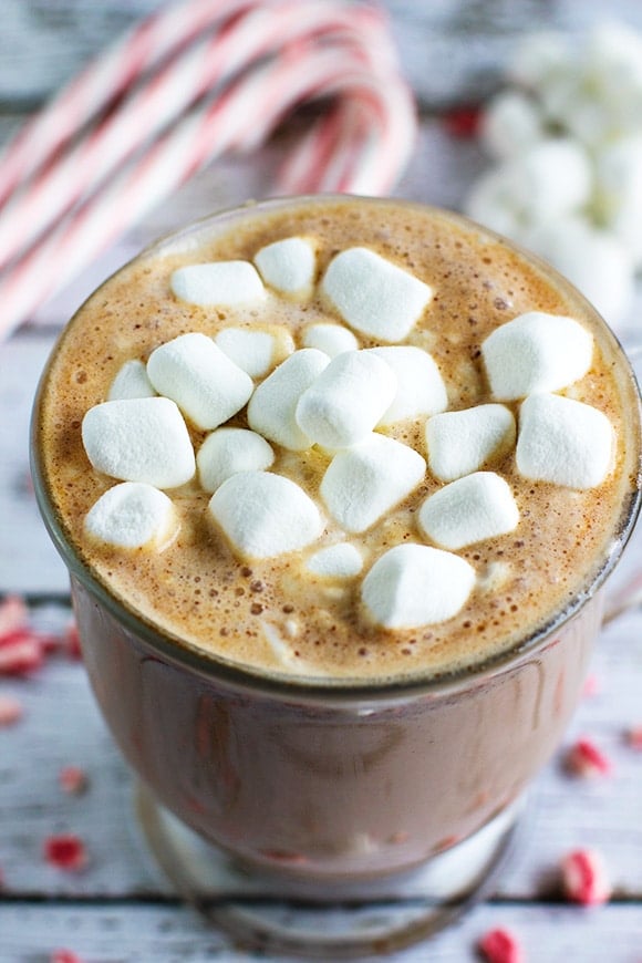 Homemade Peppermint Hot Chocolate recipe, perfect for Christmas.