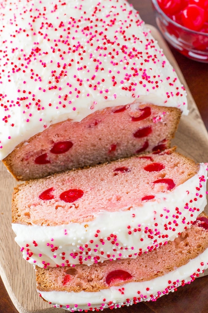 Sweet Cherry Bread with Cream Cheese Frosting
