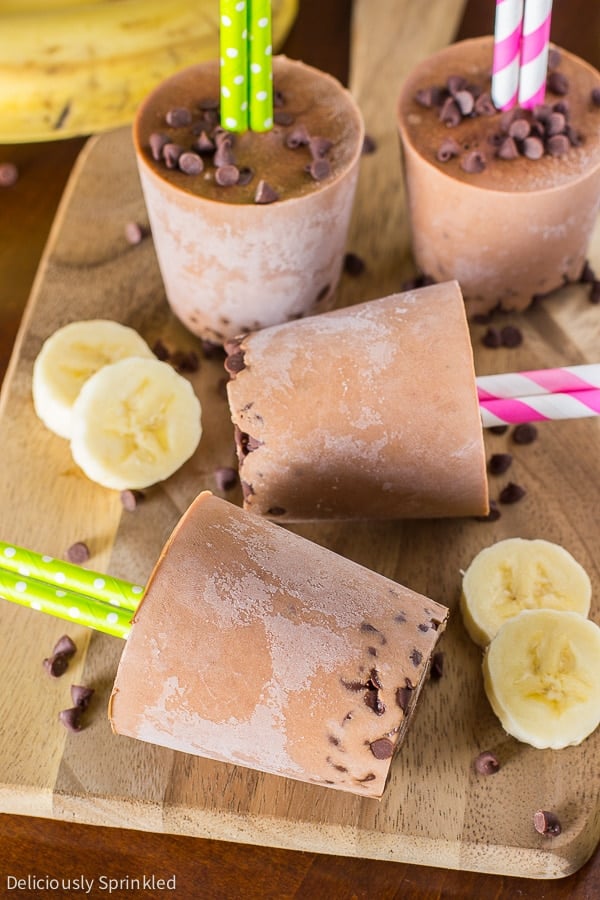 Chocolate Peanut Butter Banana Smoothie Pops