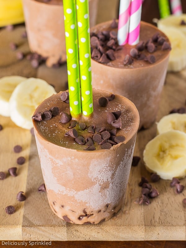 Chocolate Peanut Butter Banana Smoothie Pops