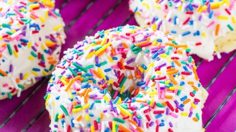 Download Baked Vanilla Donuts Deliciously Sprinkled