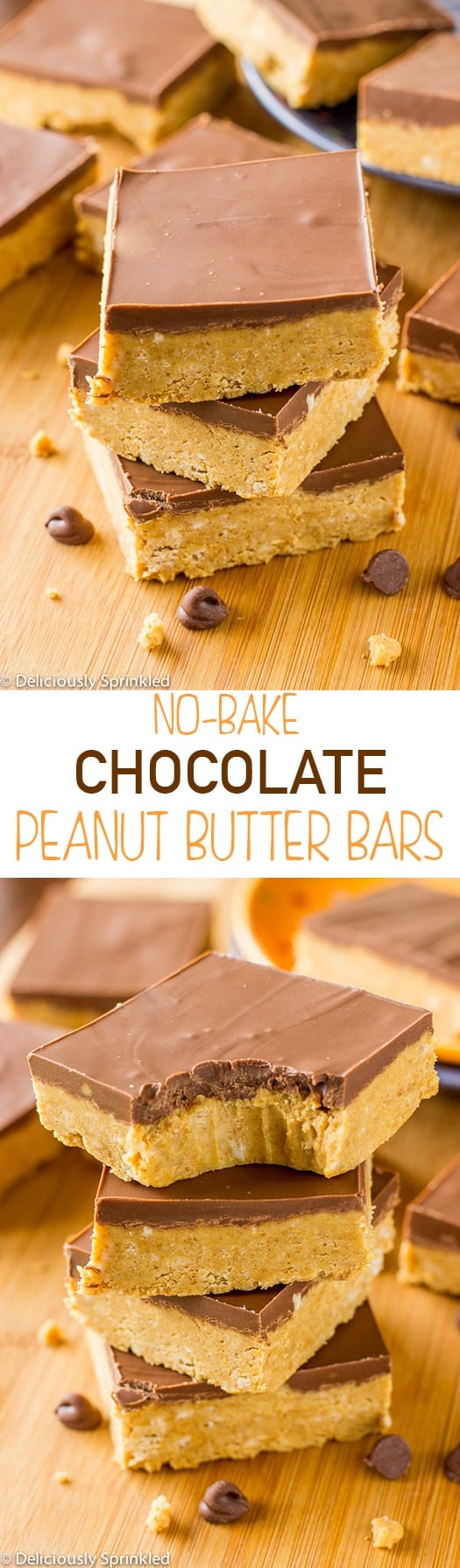 NO BAKE CHOCOLATE PEANUT BUTTER BARS RECIPE