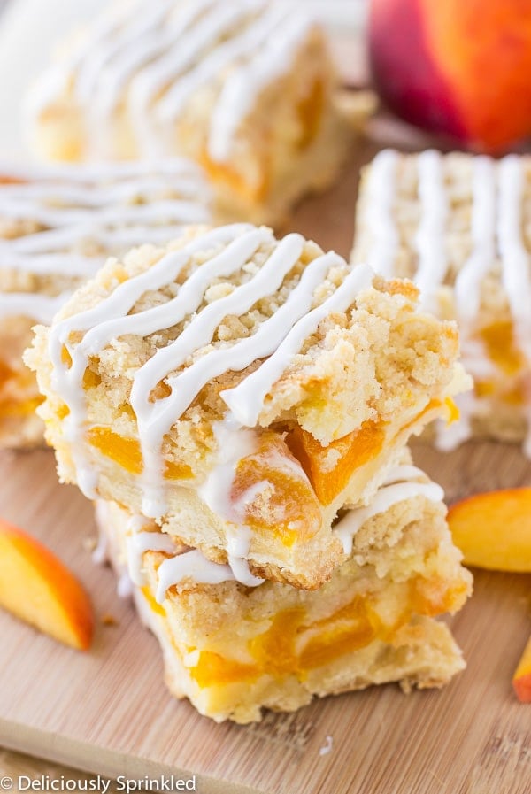 Peaches and Cream Bars Deliciously Sprinkled