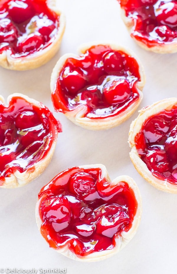 mini cherry pies spread out