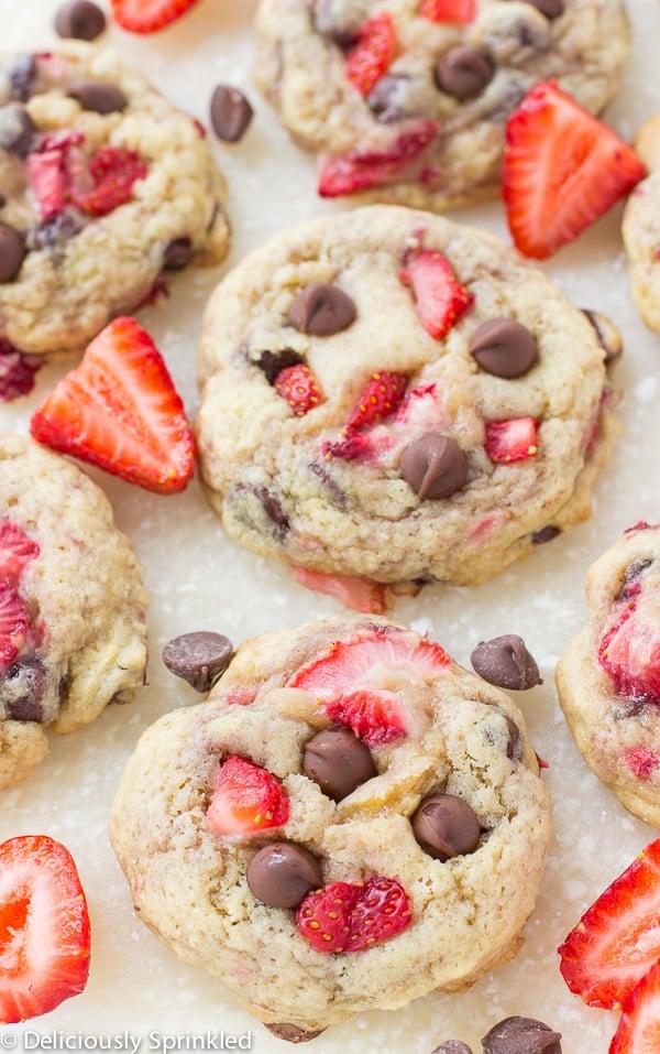 Jordbær Chokolade Chip Cookies