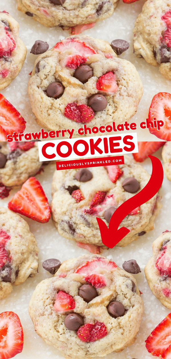 Strawberry Chocolate Chip Cookies Deliciously Sprinkled