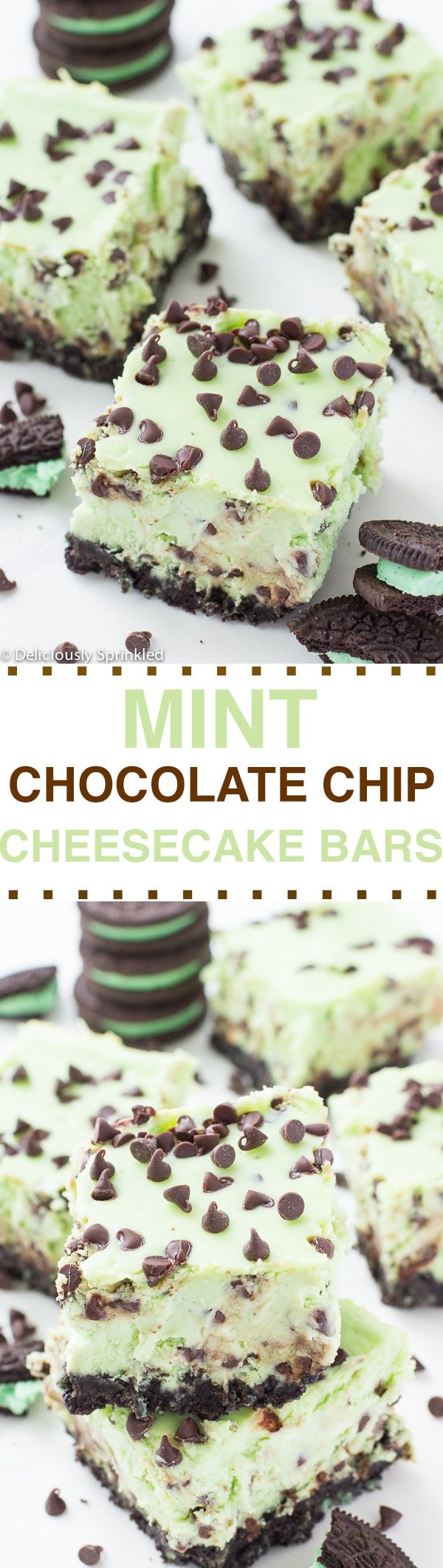 Mint Chocolate Chip Cheesecake Bars