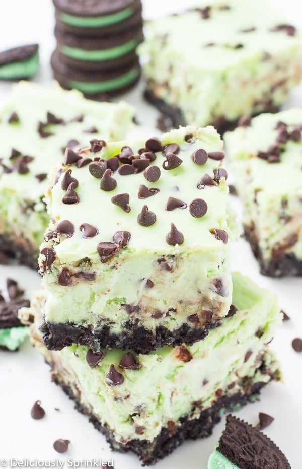 Mint Chocolate Chip Cheesecake Bars