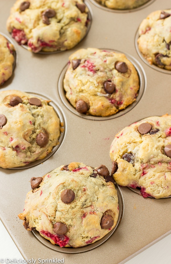 Raspberry Chocolate Chip Muffins Deliciously Sprinkled 