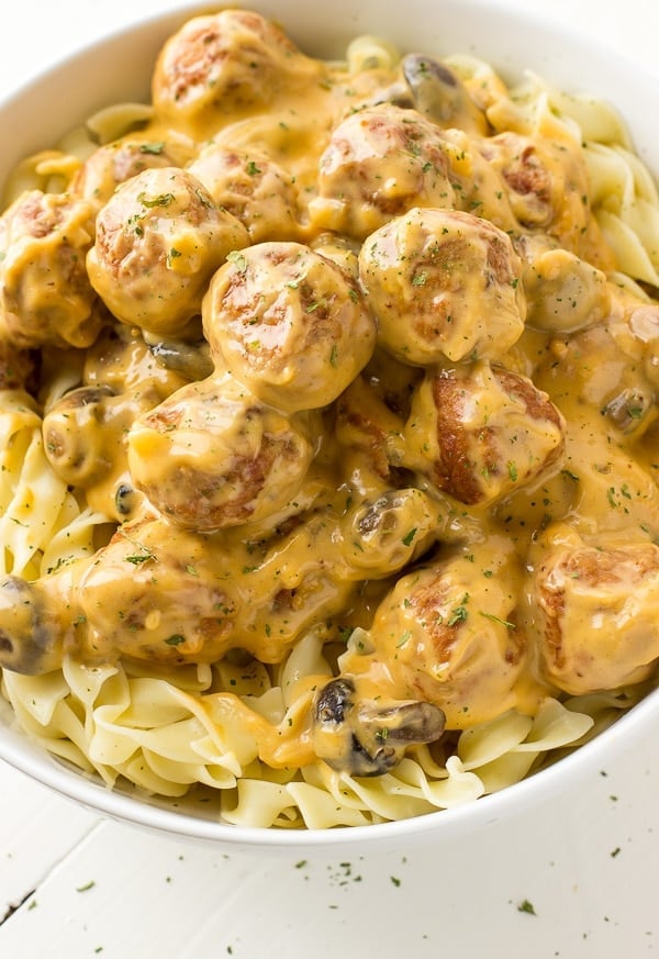 Slow Cooker Cheesy Mushroom Meatballs