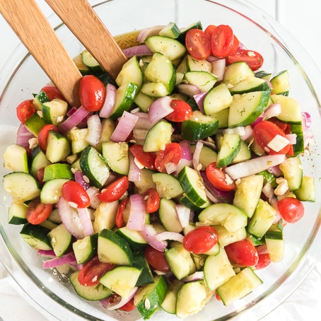 Cucumber Tomato Salad in a bowl