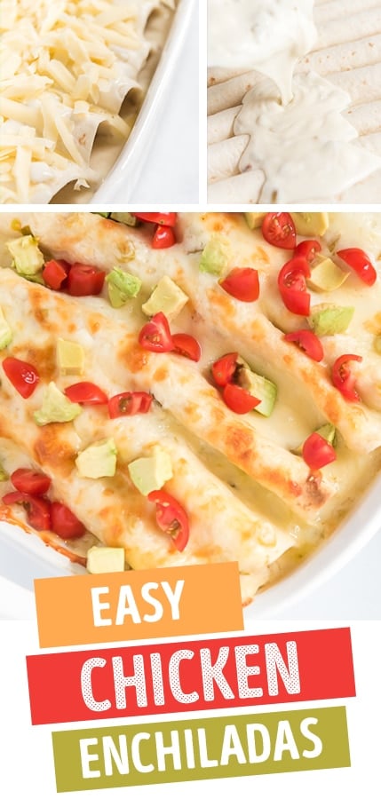 easy chicken enchiladas pin image collage