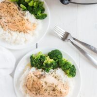 crockpot ranch chicken plated on table