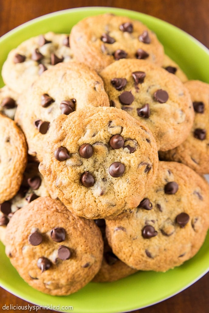 pile of homemade chocolate chip cookies