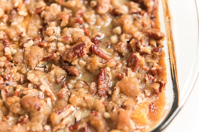 sweet potato casserole in pan
