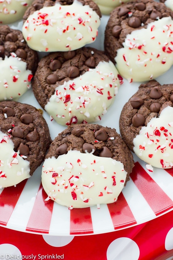 plated chocolate peppermint cookies