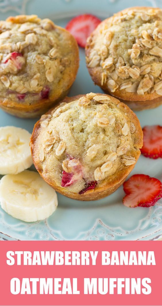 Strawberry Banana Oat Muffins