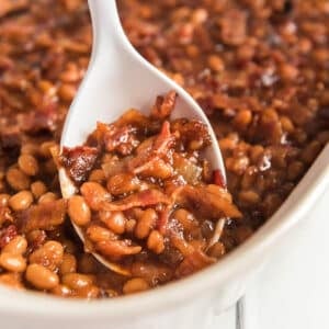 BBQ baked beans are full of flavor and the perfect side for burgers and hot dogs but they also work great for cookouts and parties!