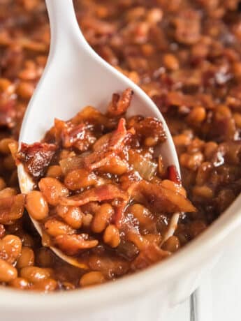 BBQ baked beans are full of flavor and the perfect side for burgers and hot dogs but they also work great for cookouts and parties!
