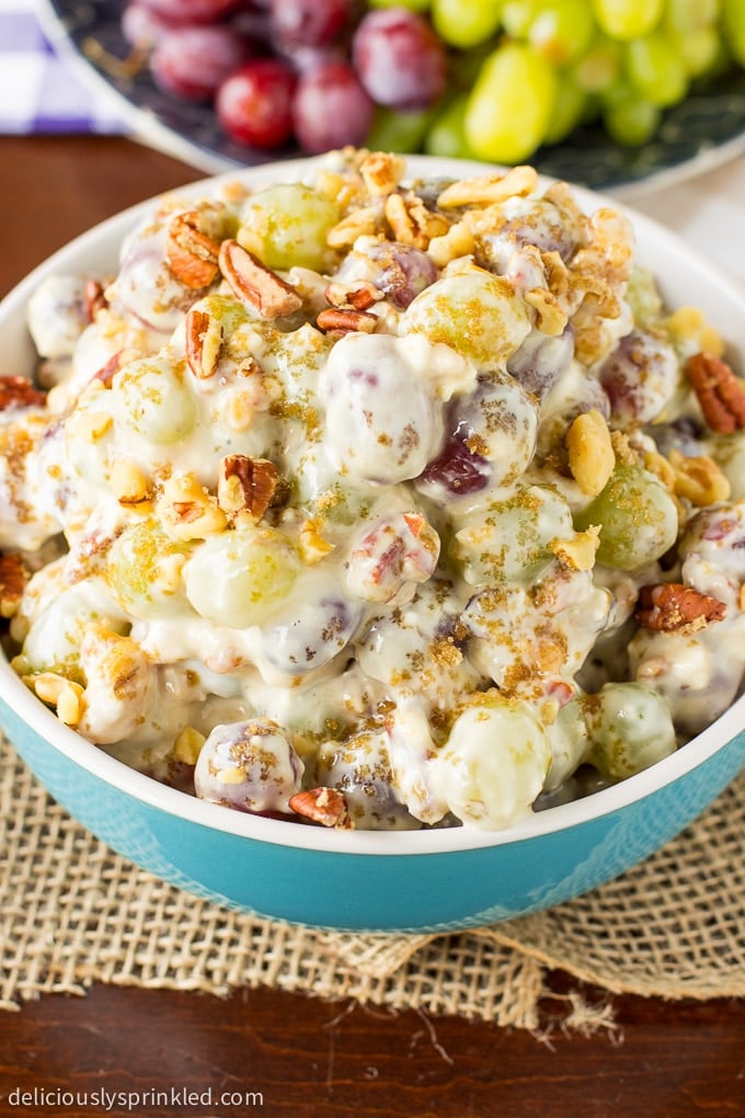 Pecan Crunch Grape Salad - Deliciously Sprinkled