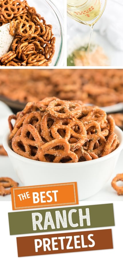 pinterest image of easy ranch pretzels