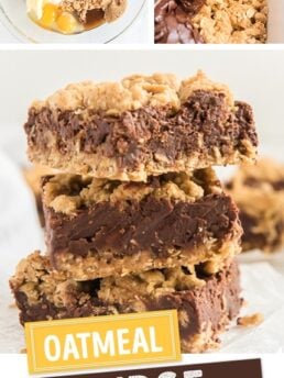 collage images with text that reads oatmeal fudge bars