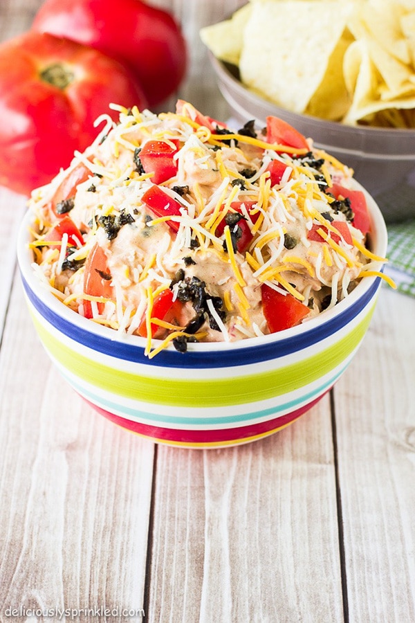 easy taco dip in a bowl to serve
