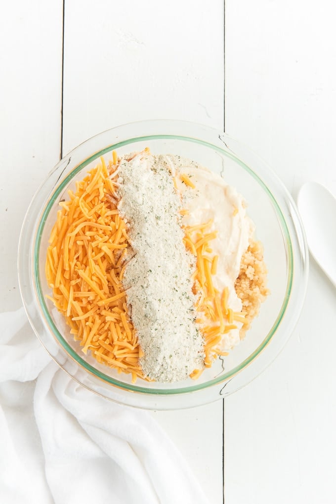 Cheesy Chicken Ranch Ingredients in a bowl