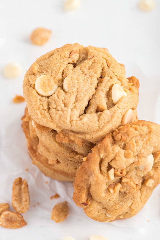 peanut butter cookies with white chocolate chips