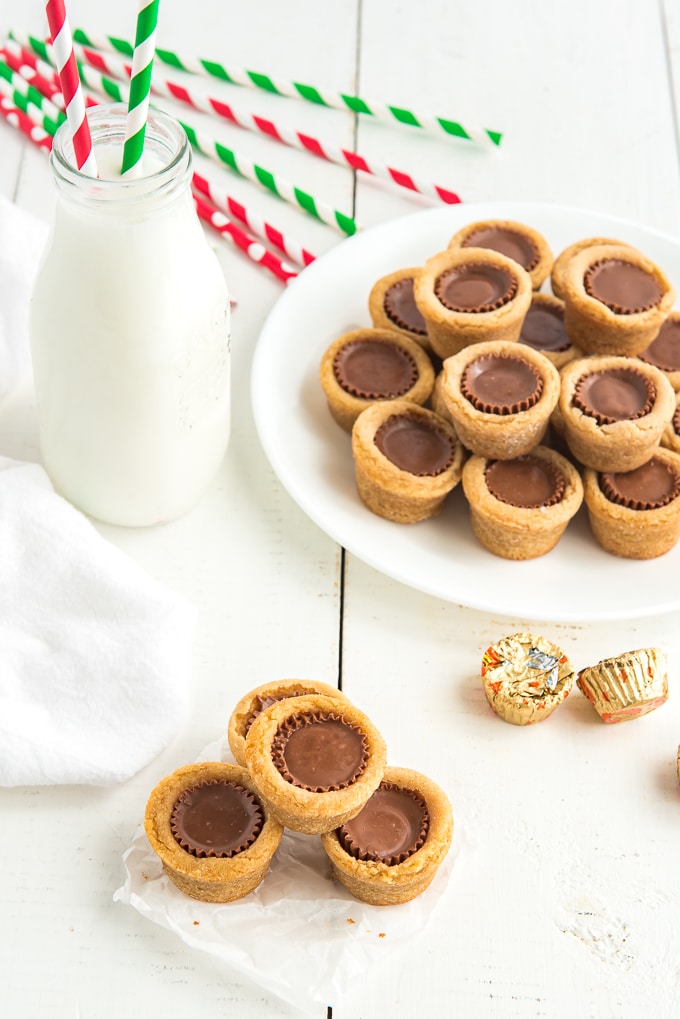 peanut butter cup cookies on a serving tray