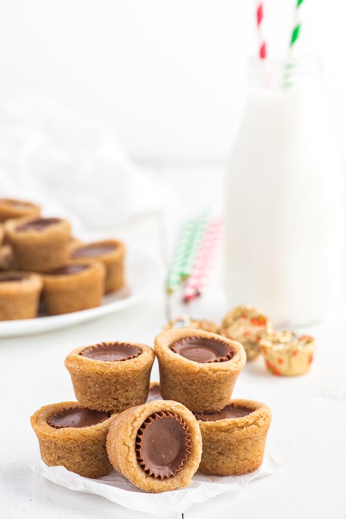 peanut butter cup cookies with milk
