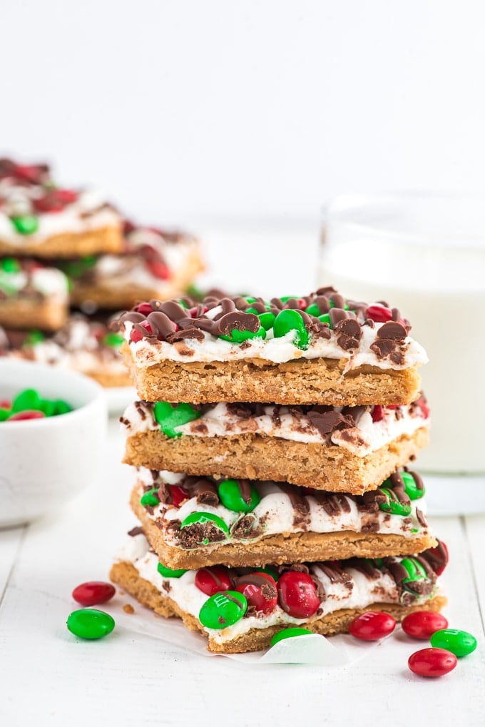 holiday smores bars stacked