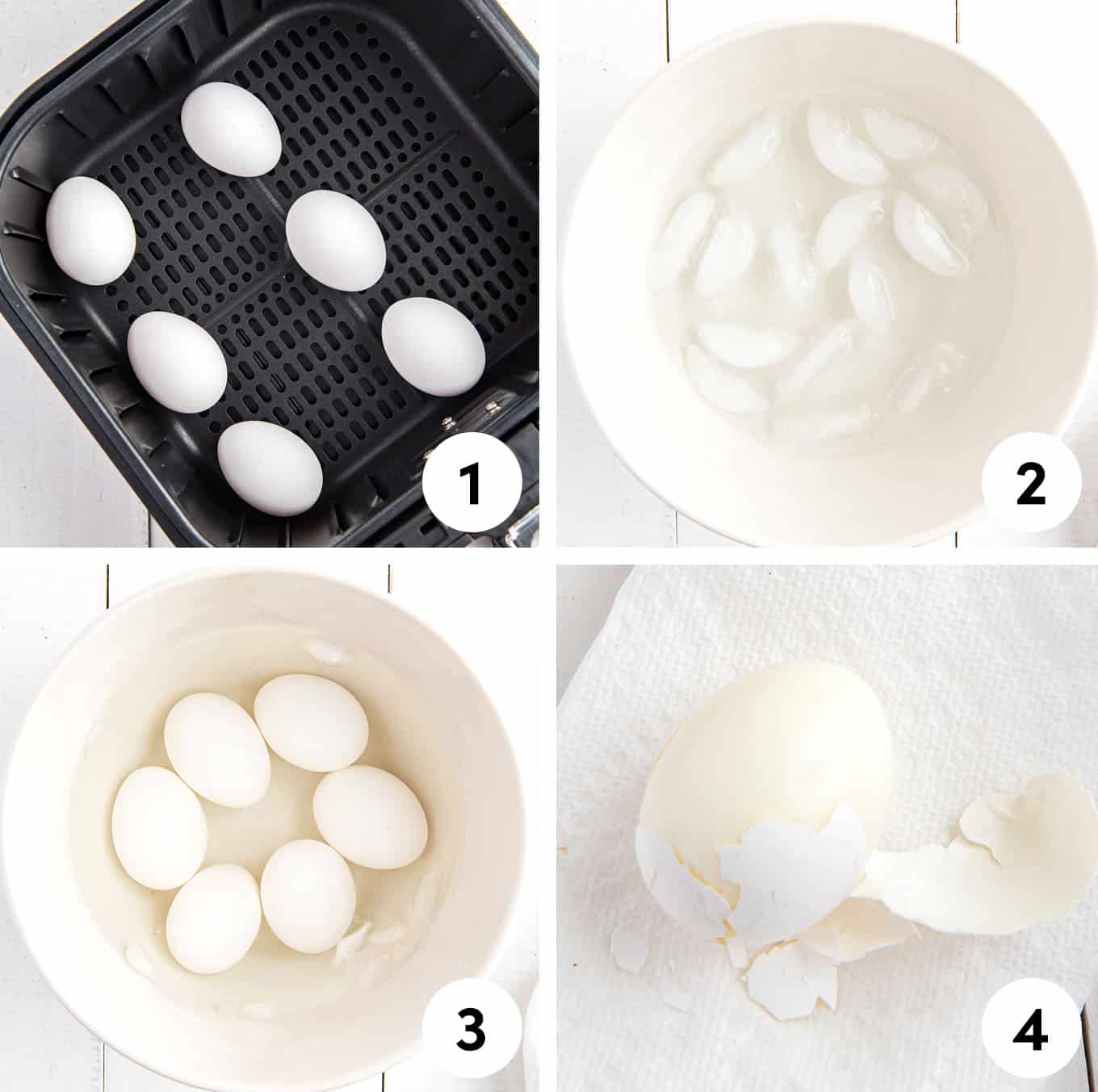 Process photos on how to make eggs in air fryer /