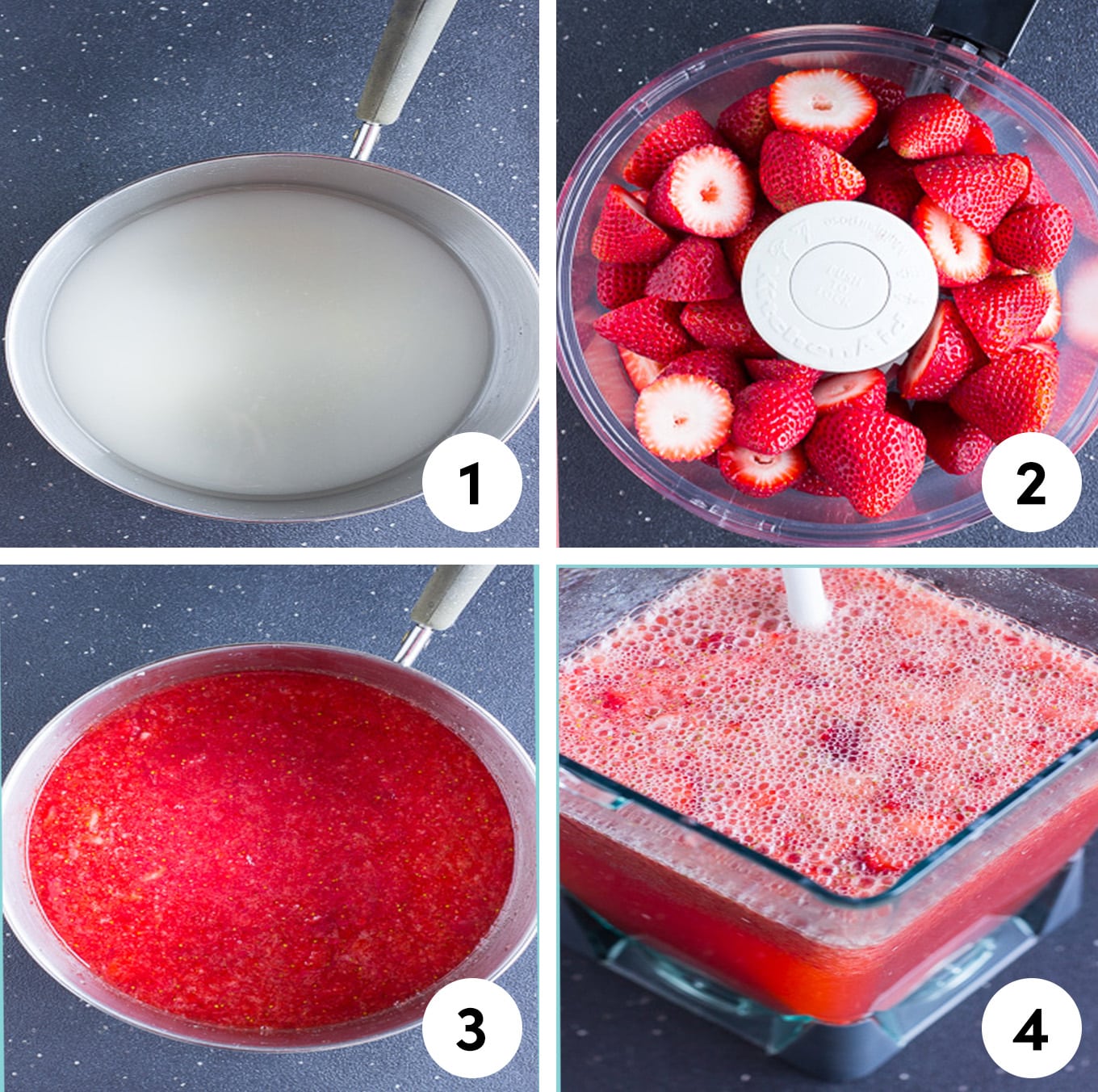 How To Make Fresh Strawberry Lemonade process photos / Fresh strawberry lemonade made with only 4 simple ingredients. 