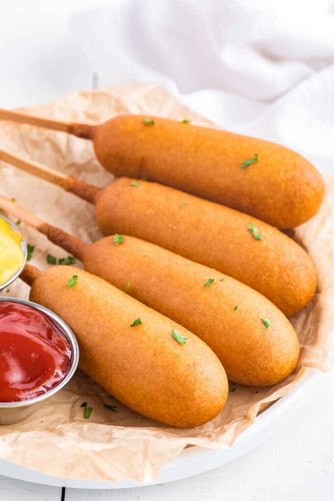 Air Fryer Corn Dogs Deliciously Sprinkled