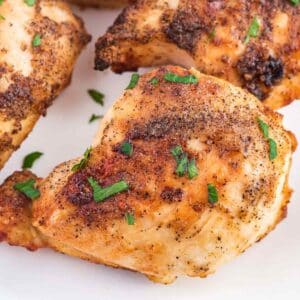 Delicious chicken seasoned and cooked in the air fryer.