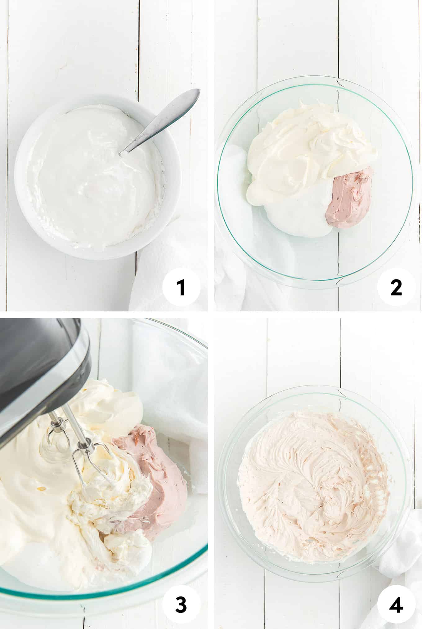 Step by step process photos for fruit dip.