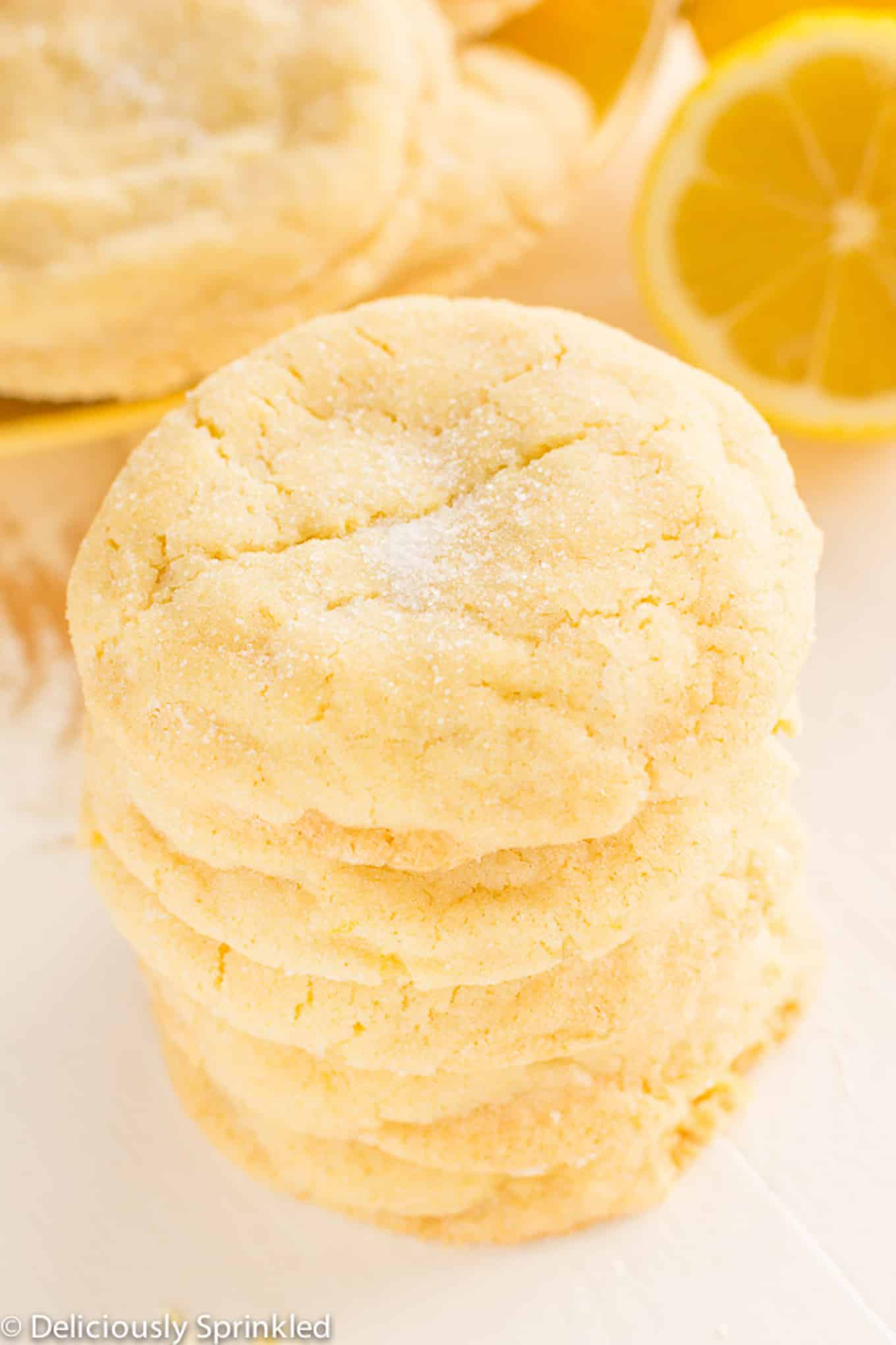 Stack of lemon sugar cookies. 