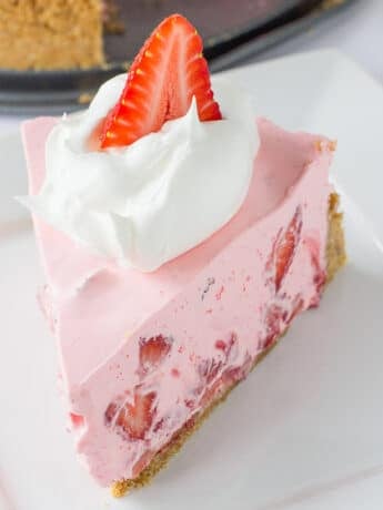 Front shot of cool whip strawberry pie.