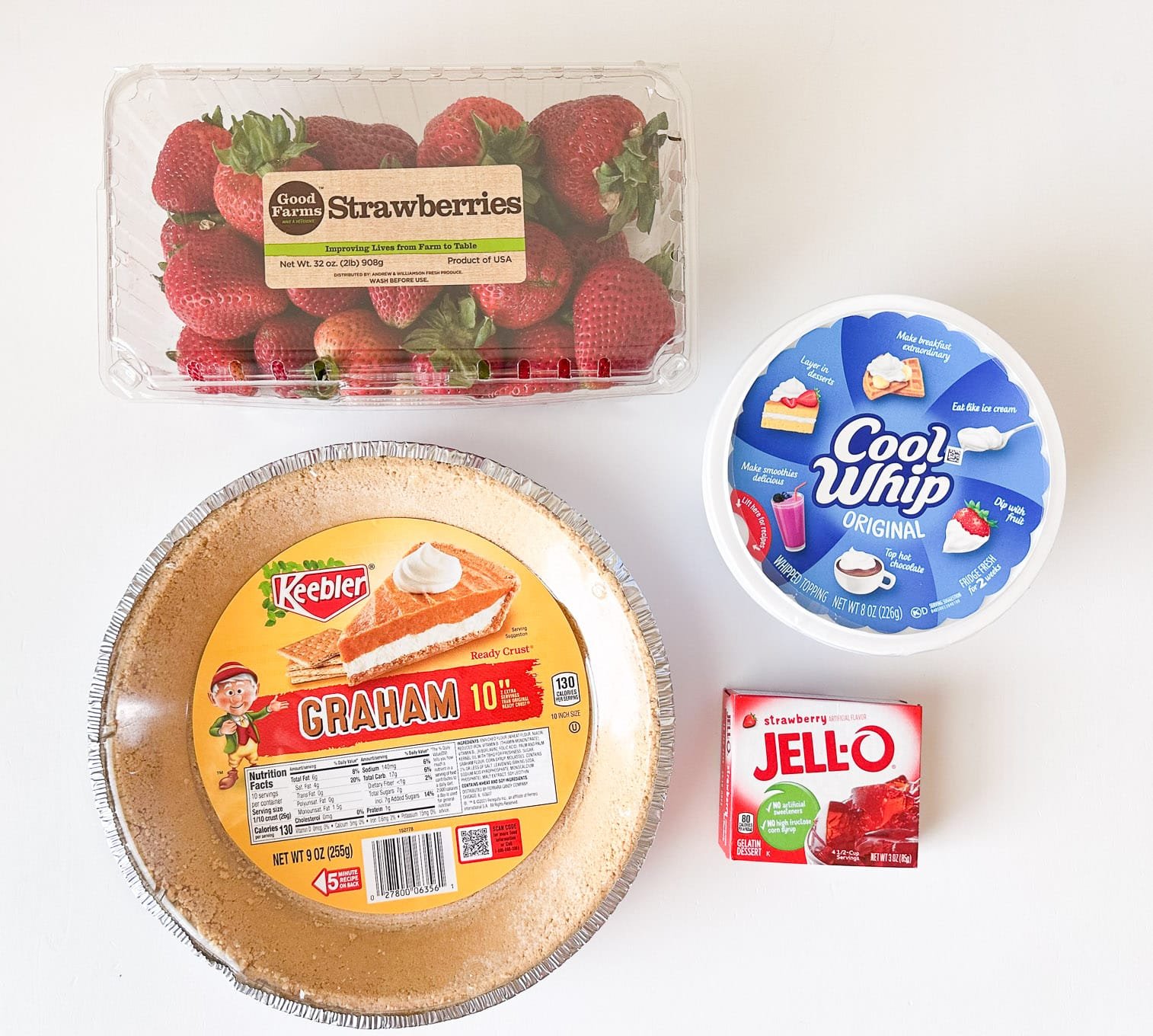 Ingredients needed for strawberry pie.